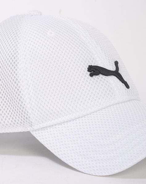 Puma Men Mesh Baseball Cap with Logo Embroidery For Men (White, OS)