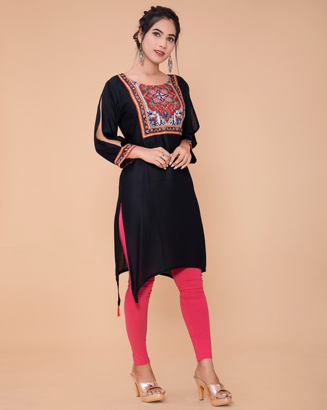 Shop Maroon Rayon Floral Embroidered Nyra Cut Kurta Set for women buy from  Soch India