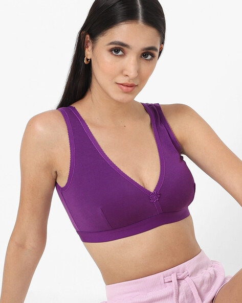 PURPLE NON WIRED NON PADDED SPORT BRA - S