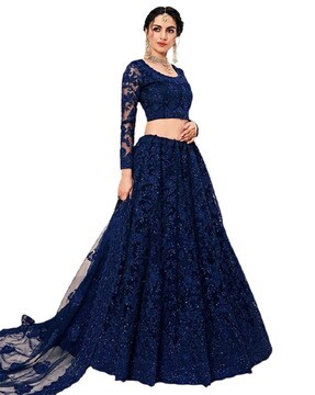 navy blue colour ka lehenga