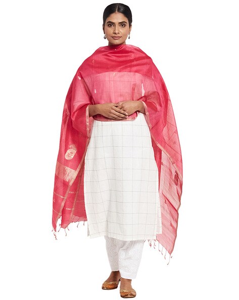 Cotton Silk Woven Dupatta Price in India