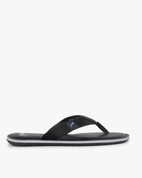 Puma Logo Print Thong-Strap Flip Flops