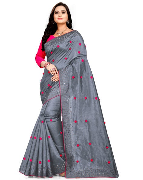 Buy Art Silk Grey Saree with Pink Colour Blouse Online - SARV0379 | Andaaz  Fashion