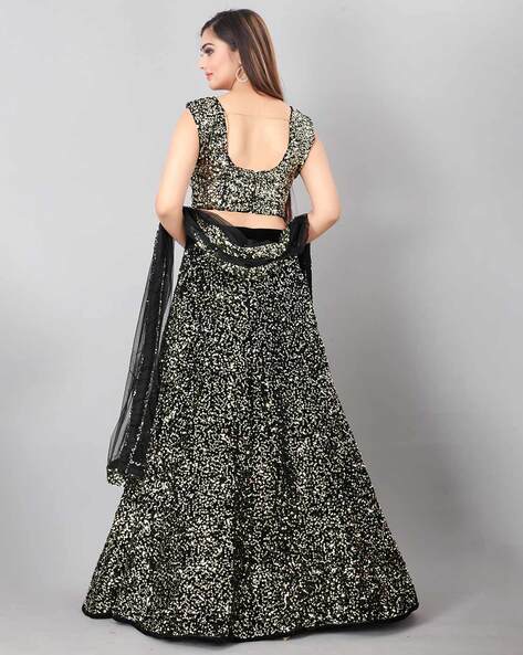 Sea Green Sequin Lehenga Set