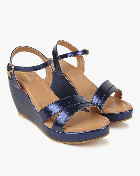 fcity.in - Blue Wedge Slip Sandals For Women / Relaxed Attractive Women  Heels