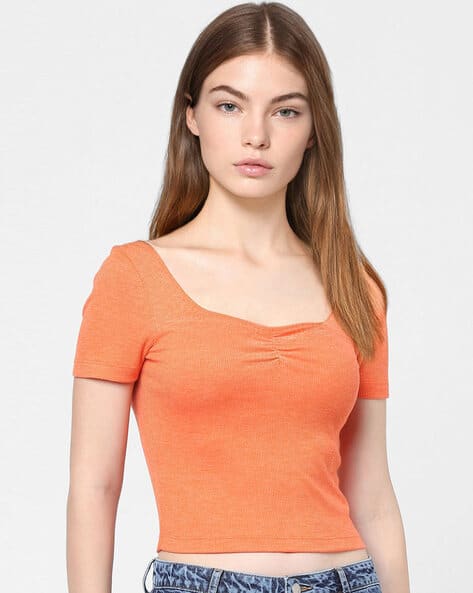 JDY BY ONLY Ribbed Square-NeckT-shirt