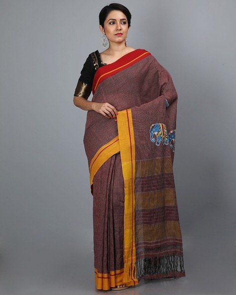 Casual Wear Plain Cotton Sarees, With Blouse, 6 m at Rs 550 in Belgaum