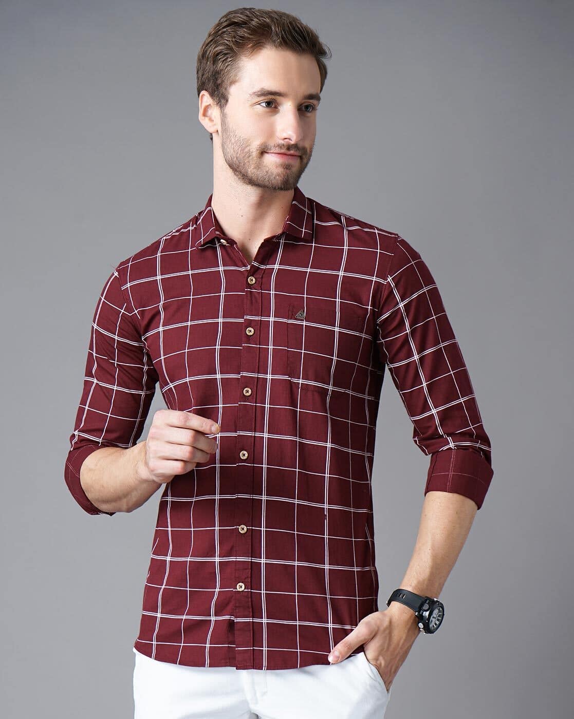 Buy Maroon & white Shirts for Men by K LARA Online | Ajio.com