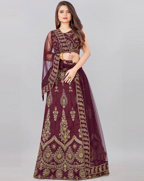 Wine Lehenga Set – Colorbox India