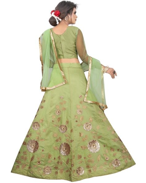 Starflower Lime Green Lehenga - Black Thread Co