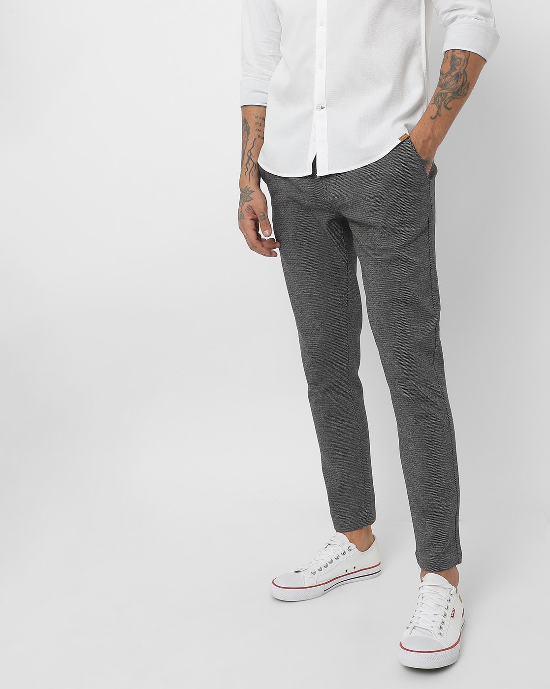 Mens Formal 4 way Stretch Trousers in Light Grey Slim Fit