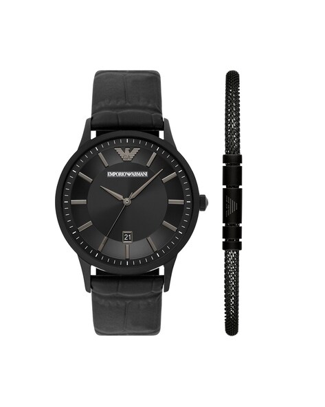 armani watch black metal strap