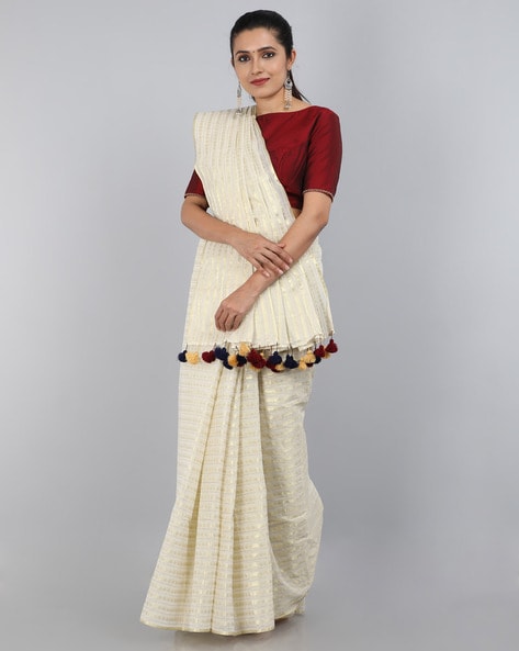 Hemp Cotton Saree With Traditional Limbu Dhaka – Tabakashi