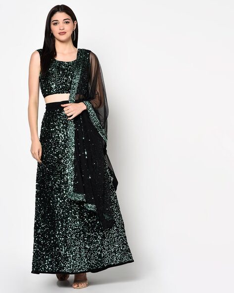 Buy Lavanya The Label Black Sequin Lehenga (Set of 3) online