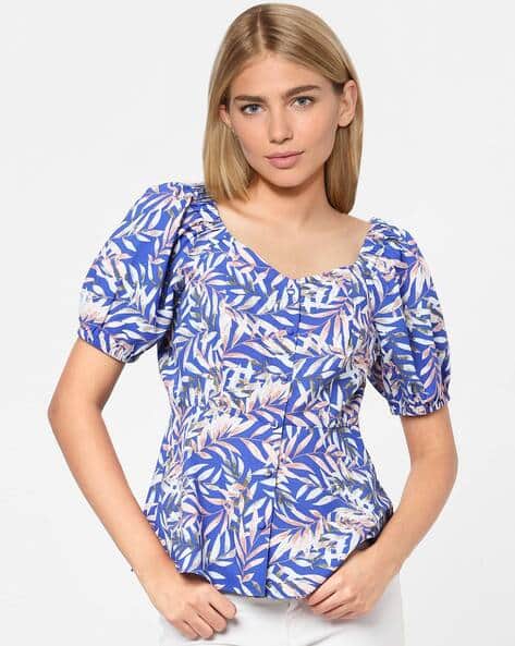 ISCENERY BY VERO MODA Kourt Printed Top with Puff Sleeves