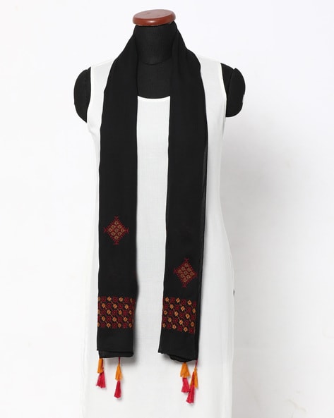 Embroidered Scarf with Tassels Price in India