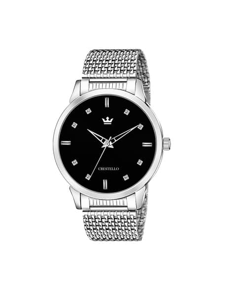 Crestello Men CR-SLM001-BLK Analogue Watch with Contrast Dial