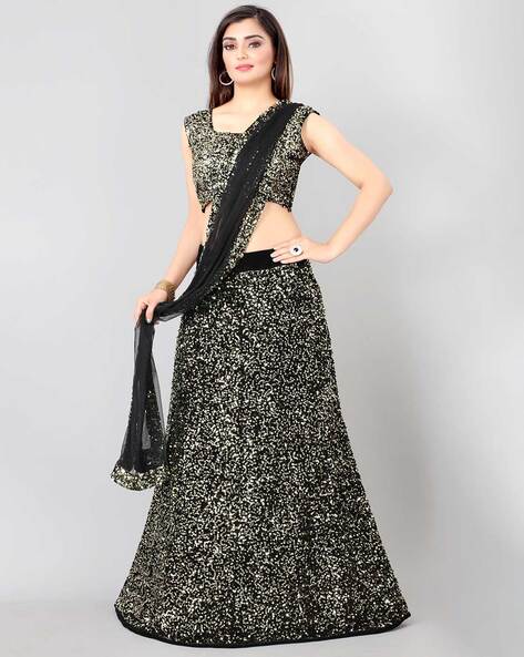 Buy Gold Organza Embroidered Zardozi Leaf Neck Bridal Lehenga Set For Women  by Seema Gujral Online at Aza Fashions.