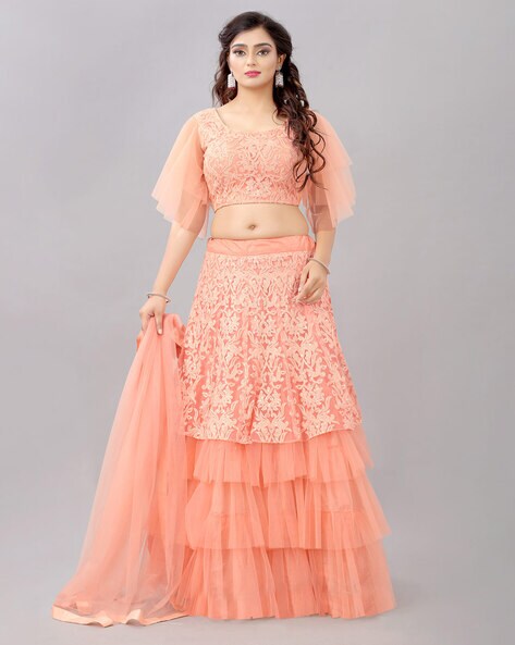 Buy Wedding Lehenga Peach Soft Net Lehenga Choli With Soft Net Dupatta and  Art Silk Blouse Sets for Women , Indian Bridal Lehenga Choli Online in  India - Etsy