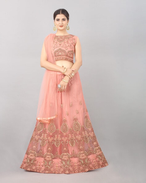 Peach Lehenga: Buy New Peach Lehenga Choli Online At Ethnic Plus