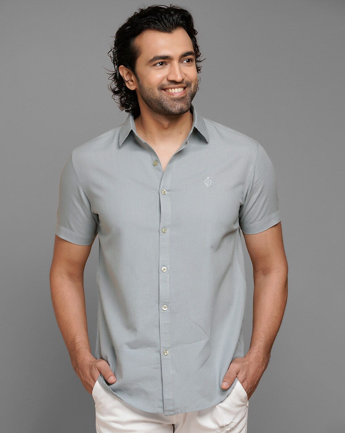 ecru slim fit dress shirt