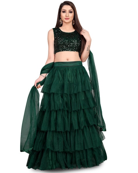 Red Organza Layered Lehenga Set Design by Nehha Nhata at Pernia's Pop Up  Shop 2024