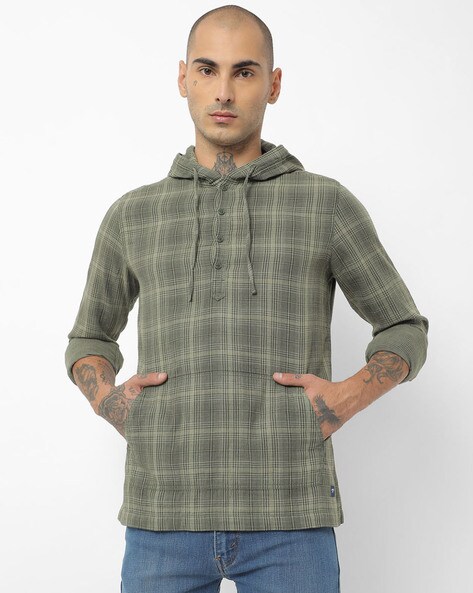 Buy DNMX Checked Hoodie with Kangaroo Pocket at Redfynd