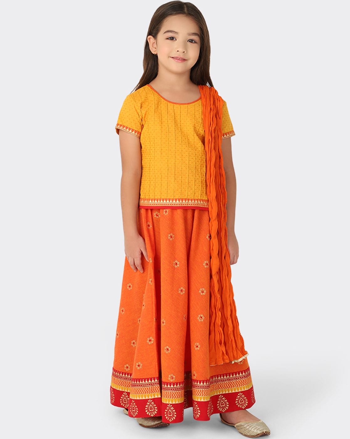 Buy Fabindia Yellow Cotton Embroidered A-line Salwar (Set of 2) online