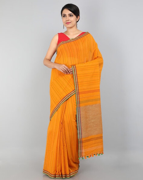 Beige Pure Cotton Jamdani Banarasi Handloom Saree - Tilfi