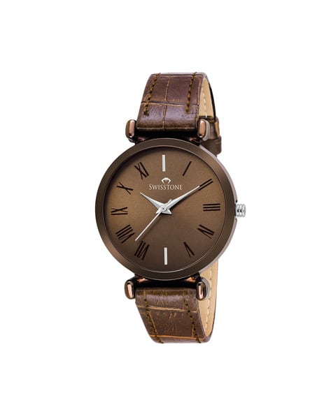 Swisstone Women CK312 BRWN Analogue Watch with Leather Strap