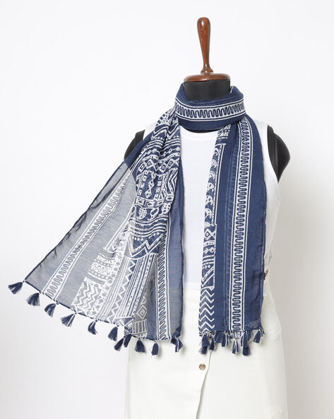 Printed Scarf with Tassels Price in India