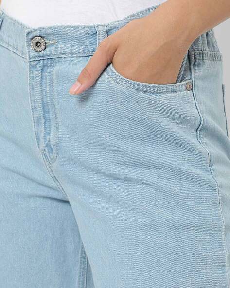 Straight Fit Jeans with Frayed Hems