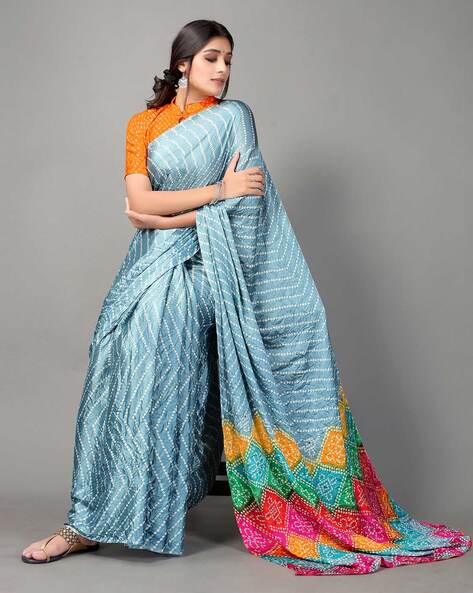 Bandhani Print Silk Saree