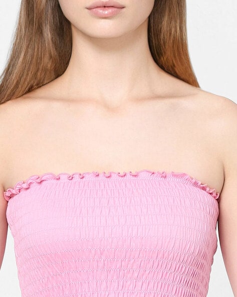 Pink smocked tube store top