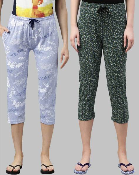 Buy Blue & Black Trousers & Pants for Women by Kryptic Online