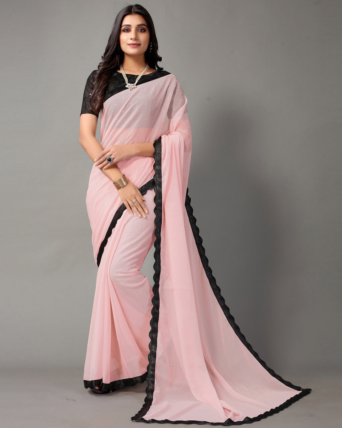 Buy Rani Pink Saree with Stones and Cut Dana Embroidery