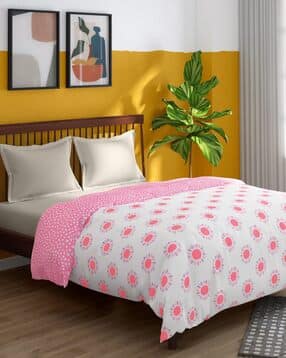 80 GSM Floral Print Cotton Double Comforter-image-0
