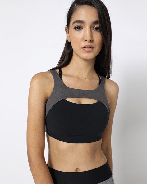 Ribbed Sports Bra with Cut-Out