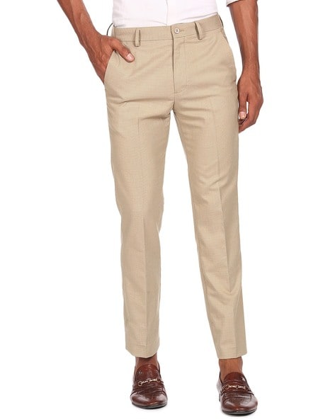 Buy Excalibur London Light Brown Slim Fit Flat Front Trousers for Mens  Online @ Tata CLiQ