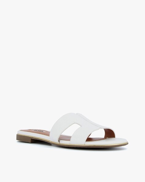 Dune London Loopy Slip On Flat Sandals In White | ModeSens