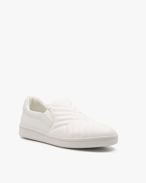 White quilted slip hot sale on shoes