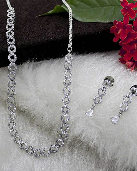 Second Life Marketplace - Diamond Necklace Jewelry Set by EarthStones - Diamond  Tennis Set - Platinum