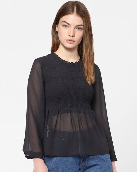 JDY BY ONLY Smocked Peplum Top