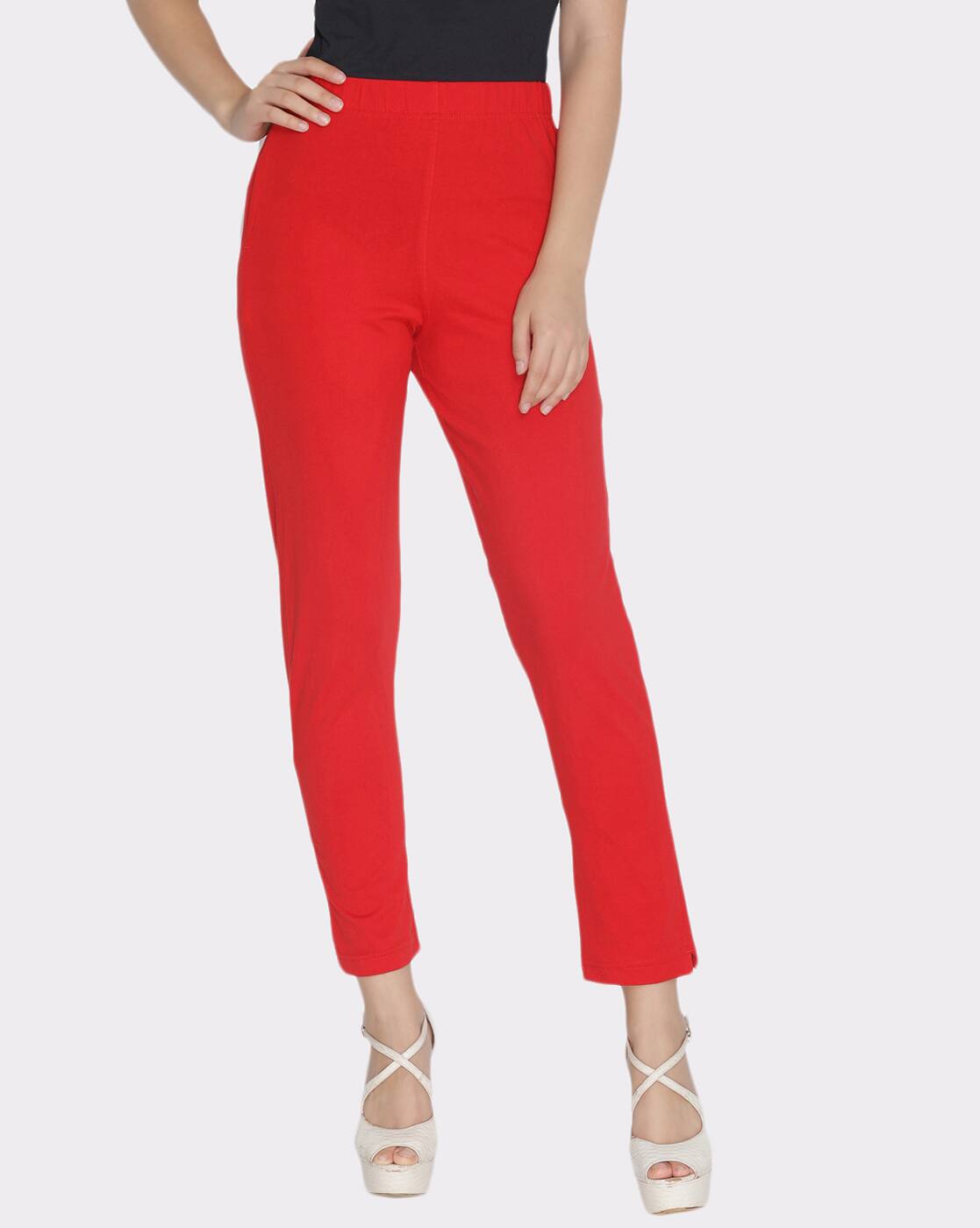 Buy Red Leggings for Women by LYRA 