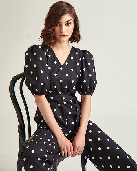 Anthropologie polka best sale dot jumpsuit