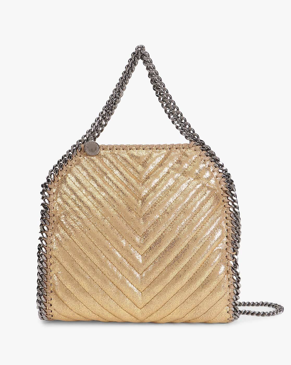 Buy Stella Mccartney Falabella Shiny Mini Tote Bag | Gold Color