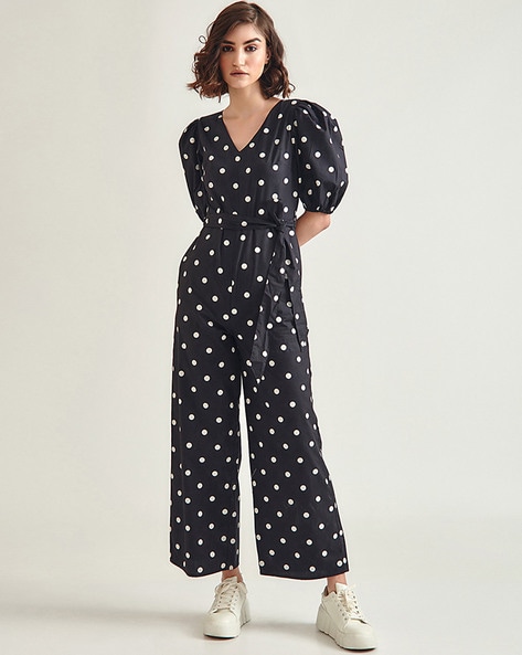 Black polka dot jumpsuit online