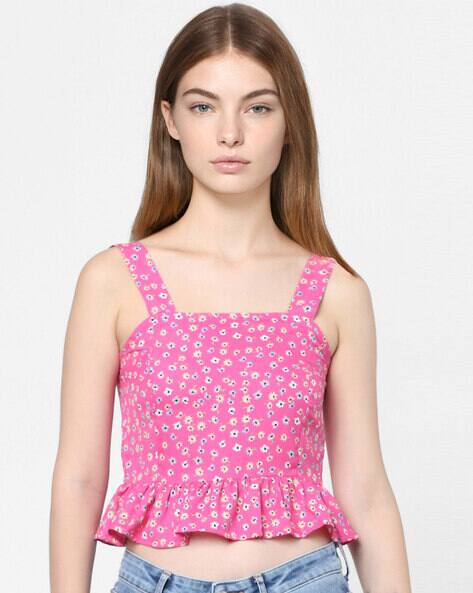Floral Print Smocked Peplum Top