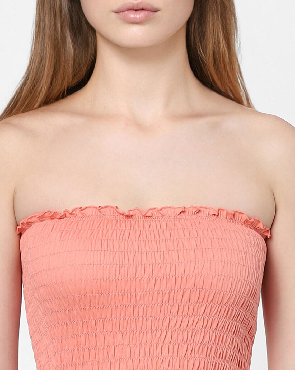 Pink smocked cheap tube top