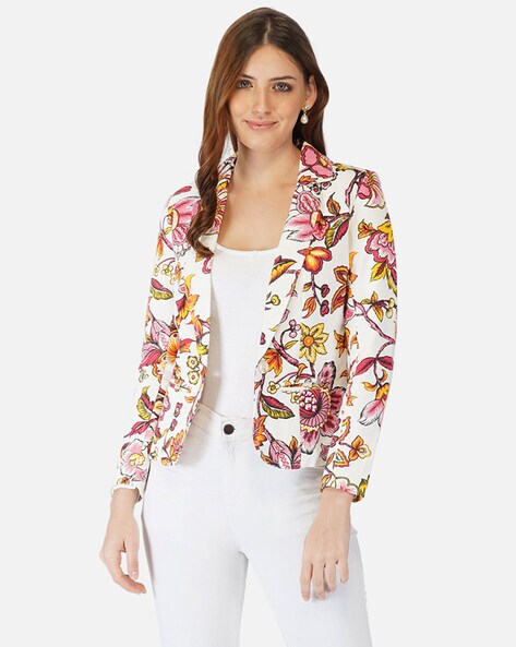 white blazer with flowers